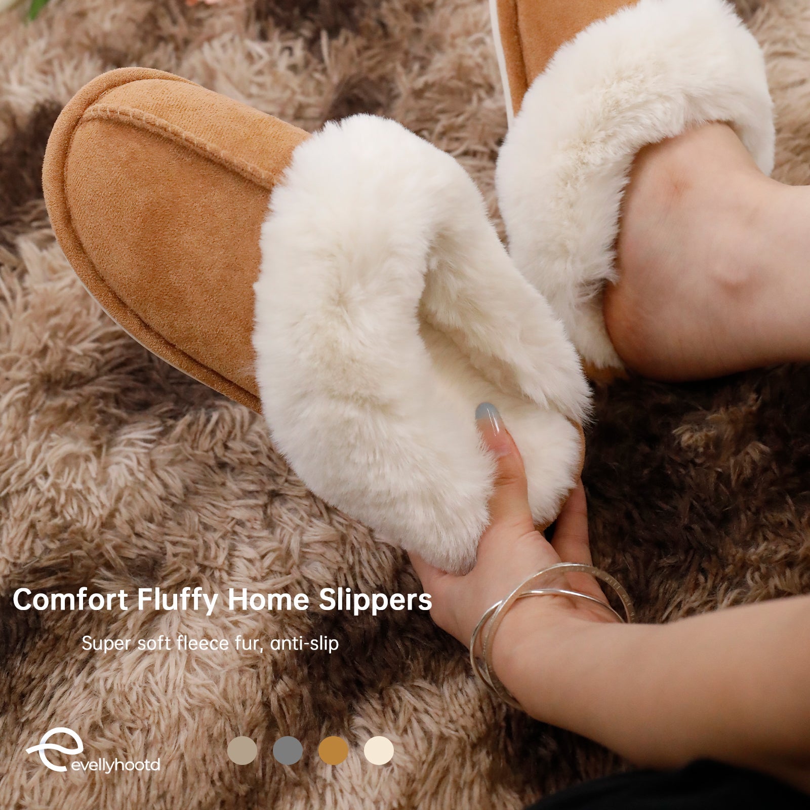 Warm Fleece Slippers Soft Comfy Plush Fur Home Couple Slippers