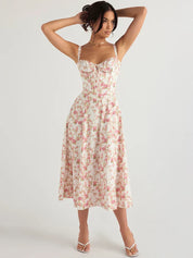 SUNHEART SUNSET LACE UP DRESS - FLORAL