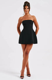 ASHIA STRAPLESS MINI DRESS - BLACK