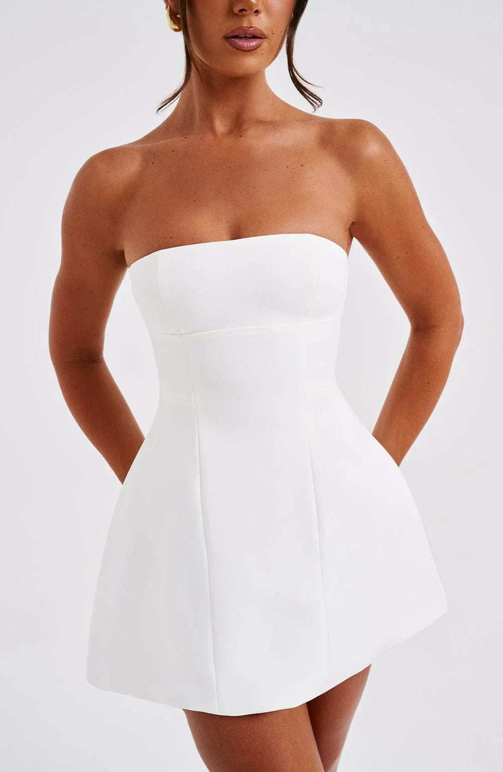 ASHIA STRAPLESS MINI DRESS - WHITE