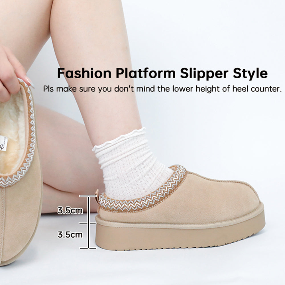 Moganna | Platform Suede Braided Outdoor Slippers Autumn Winter Warmer