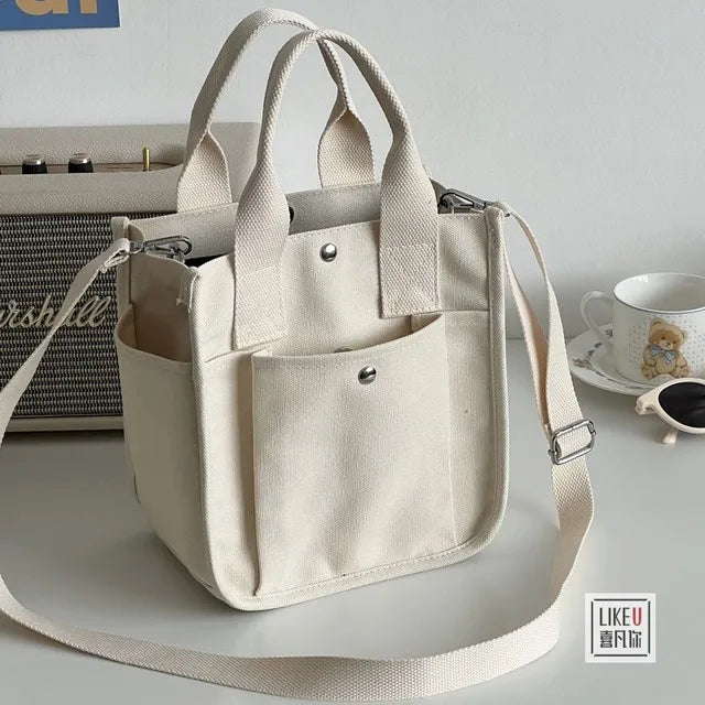 Canvas Solid Color Crossbody Bag