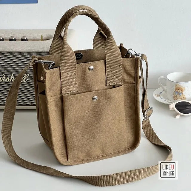 Canvas Solid Color Crossbody Bag