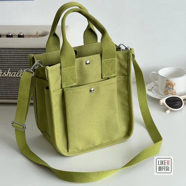 Canvas Solid Color Crossbody Bag