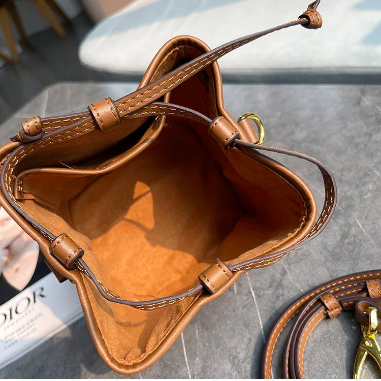 Genuine Leather Bucket Bag