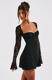 LIZA LACE MINI DRESS - BLACK