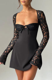 LIZA LACE MINI DRESS - BLACK