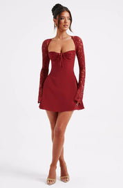 LIZA LACE MINI DRESS - RED