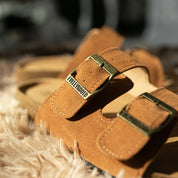 Bennett | Open Toe Suede Double Buckle Sandals