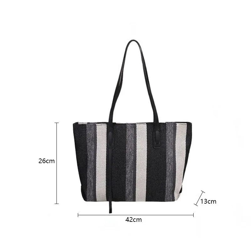 Raffia Stripe Shoulder Bag