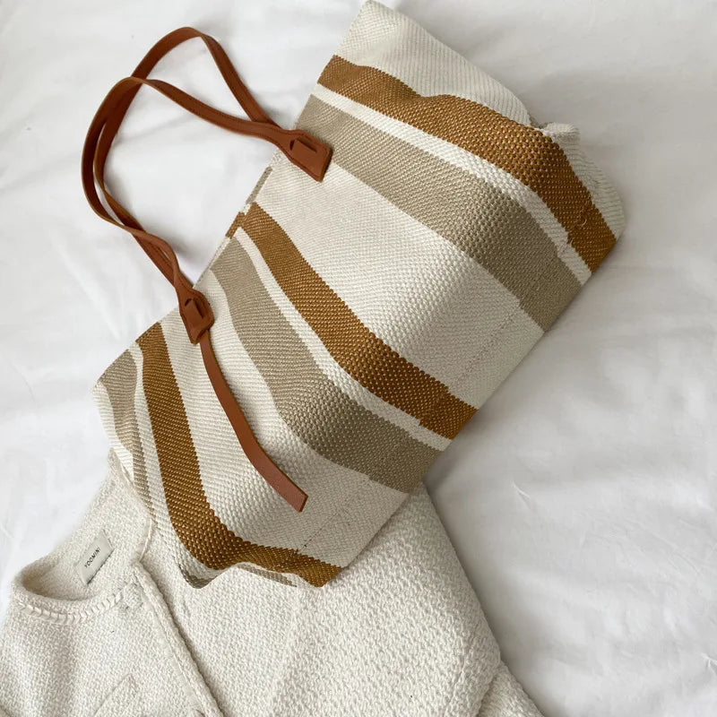 Raffia Stripe Shoulder Bag