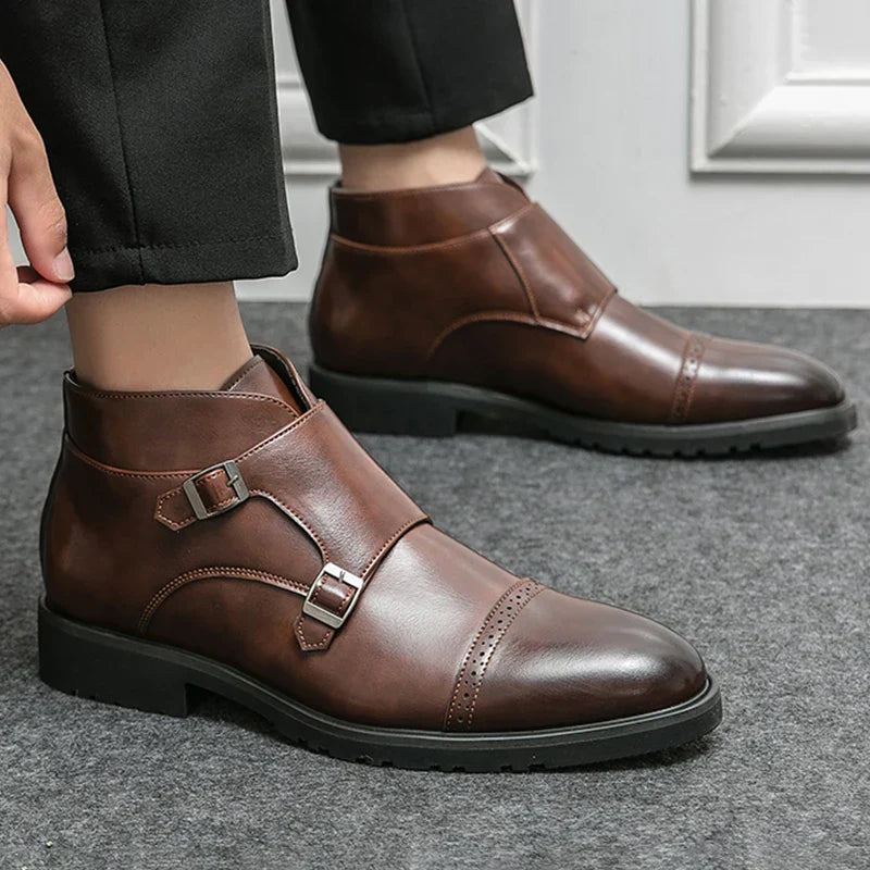 Darell | Leather Double-monk Strap Boots