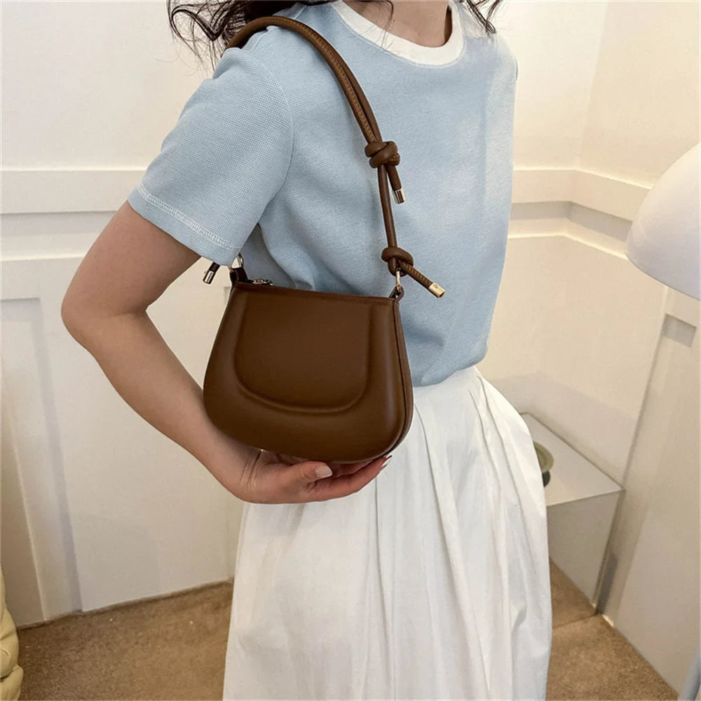 Retro Solid Color Crossbody Bag