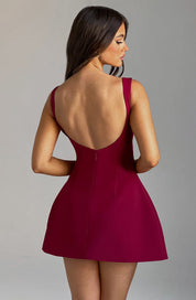 LILA BACKLESS MINI DRESS - WINE