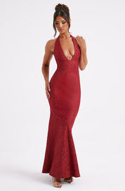 Zylith™ | Halter-neck Knot Textured Maxi Dress