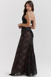 Seliora™ | Shoulder-On Floral Lace Maxi Dress