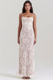 Seliora™ | Shoulder-On Floral Lace Maxi Dress