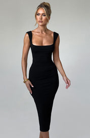 DELANEY MIDI DRESS - Black